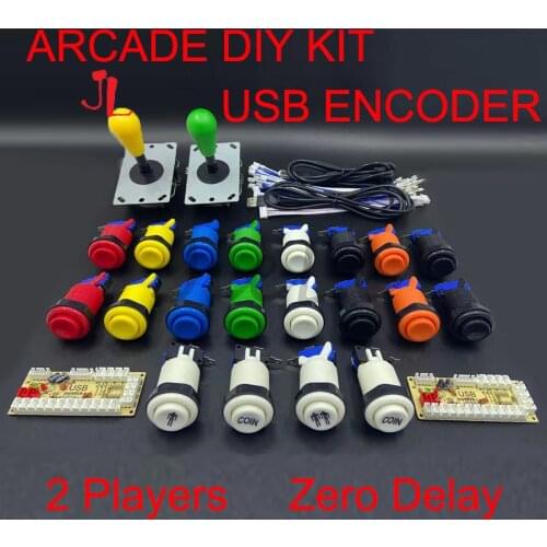 DIY Arcade Game Kit Zero Delay Board USB Encoder To PC Raspberry Pi 8 WAY Happ Style 5Pin Joystick Control 2 Player Push Buttons