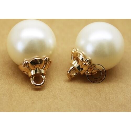 Hot Selling 9-18mm Super Quality Artificial Pearl Button Metal Base Round Buttons from Factory