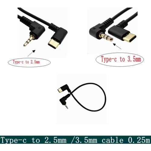 90 Degree angle3.5mm &2.5mm Audio to USB- C Cable, USB Type-C to 2.5 3.5 mm elbow Male AUX Headphone Jack 1FT 25cm Cable