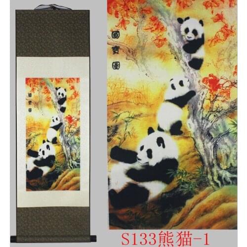 Panda patrón de pintura de seda decoración de la pintura de desplazamiento y el nuevo regalo especial al por mayor el tesoro fav