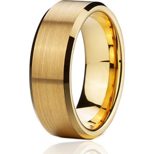 Fashion jewelry 8mm gold color titanium stainless steel rings for men anniversary wedding band couple rings for women