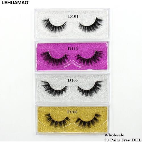 LEHUAMAO 50 pairs Mink Eyelashes 3D makeup false Eyelashes Luxury Handmade Dramatic Mink Lashes cruelty free Eyelashes Free DHL