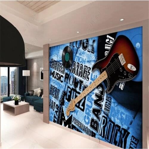 Fashion Music Guitar Retro Wallpapers Industrial Decoration Bar Restaurant Background Mural Wall Paper papel de parede 3d