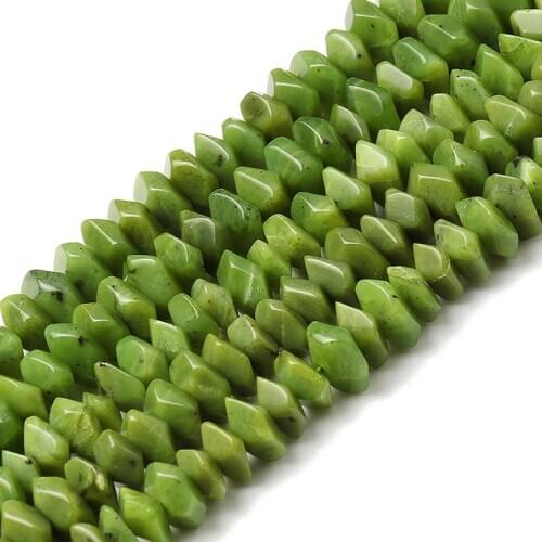 Natural Canada Green Jades Mineral Bead 6x11mm Irregular Loose Spacer Rondelle Stone Beads for Jewelry Making DIY Bracelet 7.5