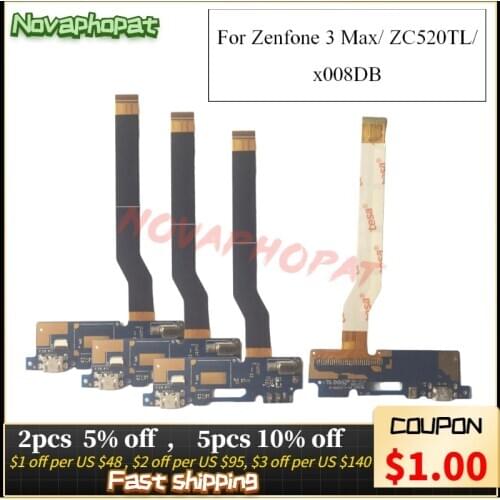 Novaphopat For ASUS Zenfone 3 Max ZC520TL USB Dock Charger Charging Port Connector Flex Cable Microphone Mic Vibrator Board