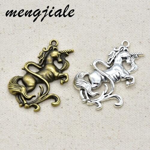 New style 5pcs Two color metal Big unicorn Charms Horse pendant Fit DIY Jewelry necklace Making 50*35mm
