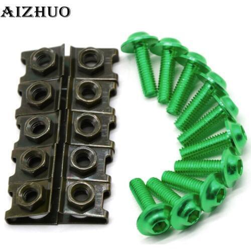 10 pieces 6mm motorbike screwse body fairing For Kawasaki ZX636R ZX6RR ZX636R ZX6RR(599cc) ZX7RR ZX9