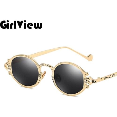 GirlView Oval Shape Steam Punk Sunglasses Hip Hop Glasses Men Women Retro Collocation Sunglasses UV400