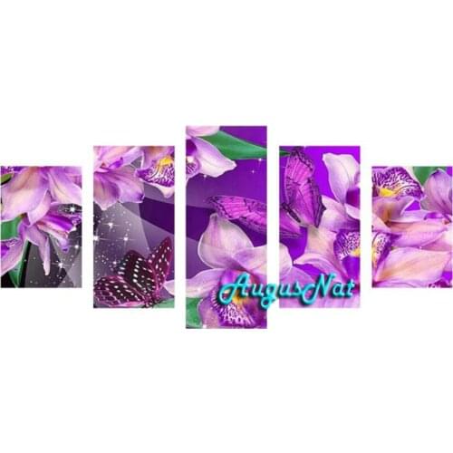 Orchid diamond painting 5d diy full drill diamond stickers flower wall art rhinestone pasted poster multi-picture combination