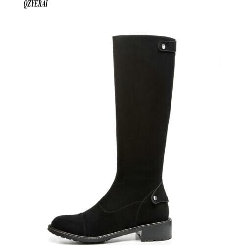 2020 autumn and winter Womens boots Genuine leather Knee-high boots The European Riding boots The high quality