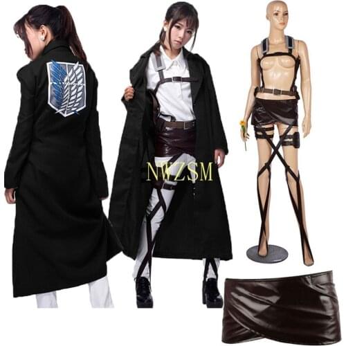 Hot New Shingeki no Kyojin Levi Rivaille Jacket Cloak Adult cosplay costume Attack on Titan Black Shawl Belt Suit Leather Shorts