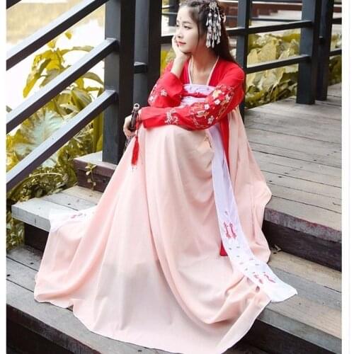 Festival Folk Dance Dress Hanfu for Women Girls Vintage Retro Fairy Crane Chinese Hanfu Embroidery Chinese Traditional Clothes