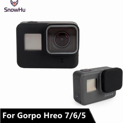 SnowHu For Go Pro Accessories Case Protective Silicone Case Skin+Lens Cap Cover For GoPro Hero 7 6 5 Camera GP502