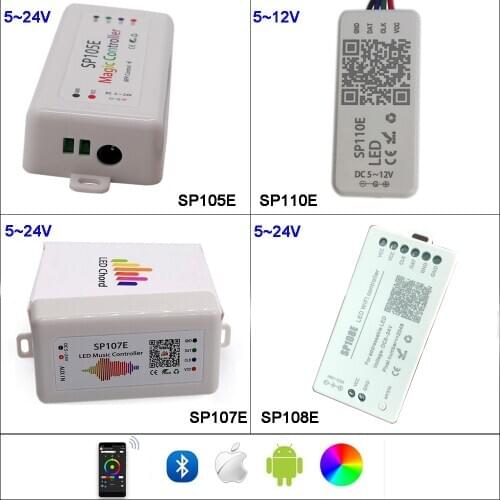 SP108E wifi WS2811 WS2812B Led Music Controller SP107E SK6812 SP105E Bluetooth APA102 SP110E WS2801 Pixels Led Strip DC5-24V
