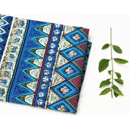 50x145cm Soft Linen Cotton Fabric Ethnic Floral Printed Pattern Fabrics Meter for Sewing Table Cloth Curtain Tissue Cloth