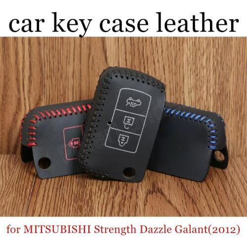 Only Red fit for MITSUBISHI Strength Dazzle Galant(2012) Genuine leather car key case cover Hand sewing DIY best quality
