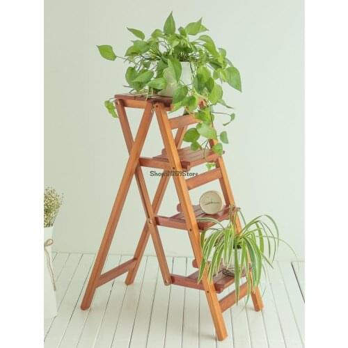 Heightening Ladder Household Folding Multifunctional Solid Wood Thickening Indoor Mobile Climbing Ladder Dual Purpose Four Step