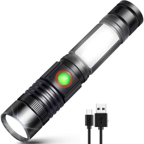 USB Rechargeable Flashlight Mini Portable Magnetic Flashlight T6 Zoom Flashlight With Anti Skid And Clip Design