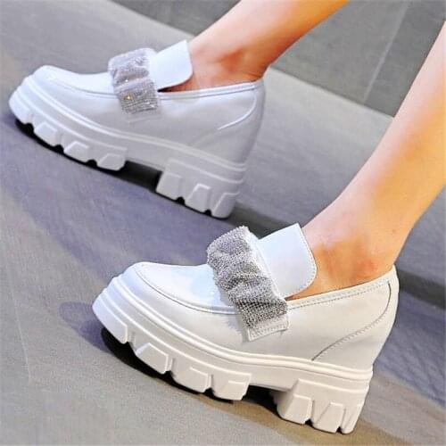 Party Pumps Mary Janes Women Diamonds Leather Platform Ankle Boots High Heels Round Toe Oxfords 34 35 36 37 38 39