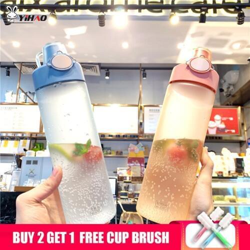 YiHAO 800ml Brief Portable Plastic Water Bottle Sports Large Capacity Creative Frosted Male And Female Student Water Bottle