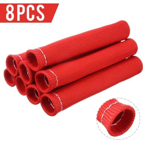 FOR Car Repairing Parts 8pcs 2500F Red Car Spark Plug Wire Boots Protector Sleeve Heat Shield Cover