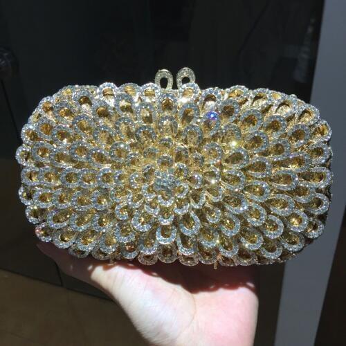XIYUAN women evening party handbag diamonds elegant purses luxury clutch bridal wedding party flower wallet crystal purses bag