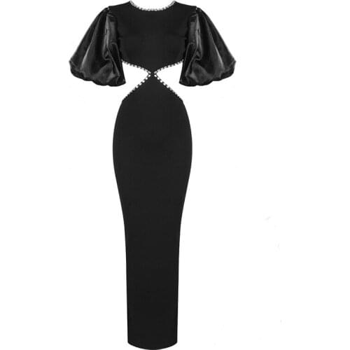 New Women Dress Sexy Runway Party Dresses Bodycon Bandage Dress Ankle-Length Party Club Celebrity