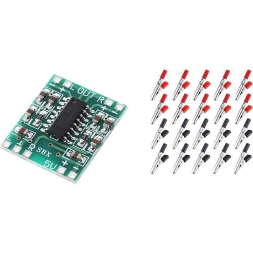 1x PAM8403 Audio Module USB DC 5V Class D Digital Amplifier Amplifier Board LCD & 20 Pieces 45 mm Plastic Handle Metal Alligator