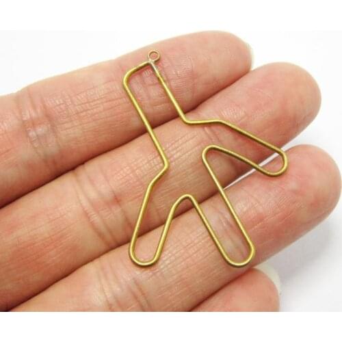 10pcs Cactus pendant Brass earrings charms 43x32.5mm Brass wire cholla necklace findings R1072