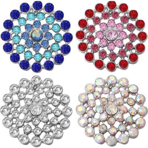 10pcs/lot New High Quality Snap Jewelry Rhinestone Flower 18mm Metal Snap Buttons Fit Snap Bracelet Bangles Necklaces For Women