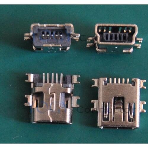 100 pcs/lot) Mini USB Female Connectors Plug fit for Digital Cameras, mp3, mp4, Phone, Tablet