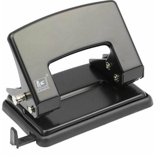 2 Hole Heavy-duty Manual Punch Double Hole Puncher 30 Sheets Punch Capacity Fixed Centers Black/Silver Home Office Supply