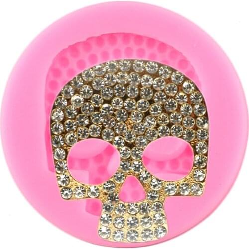 3D Diamond Skull Silicone Molds Halloween Cupcake Topper Fondant Cake Decorating Tools Candy Clay Chocolate Gumpaste Moulds