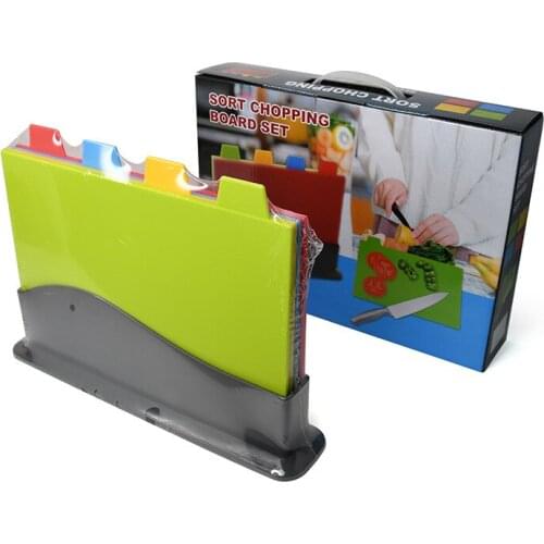 4pcs/set Chopping Kitchen Cooking Tool Creative Non-slip Cutting Board Portable Plastic Chopping Blocks with Storage Rack