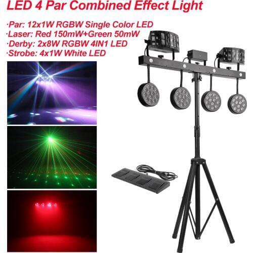 4Pcs/Lot LED Lamp Beads 126W 4IN1 Effect LED Par kit RGBW Flat Par Light DMX512 Disco Strobe Lights Stage Party DJ Equipment