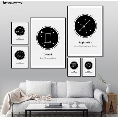 Nordic Canvas Painting 12 Horoscope Wall Art Posters and Prints Wall Pictures for Living Room Decoration Home Decor