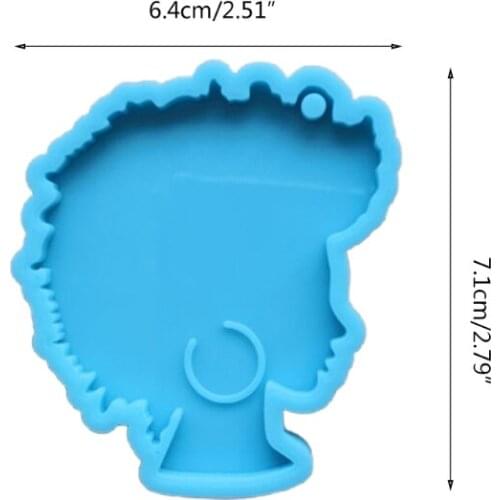 Afro Female Coaster Resin Mold Beauty Explode Head Rolling Tray Silicone Mould W0YA