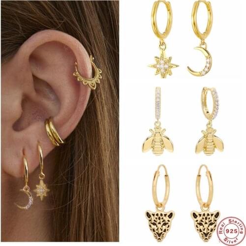 Canner 2021 trend Jeweley accesorios 925 Sterling Sliver Hoop Earrings for Women Animal Cross Lightning huggie Ear rings Aretes