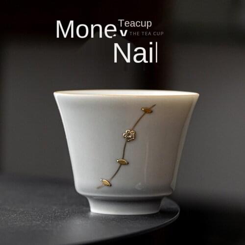 Nail Teacup Japanese Style Ice Gray Smoky Gray Glaze Tea Cup Tea Bowl Large Ceramic Kung Fu Tea Cup Master Cup Teacups Bowls