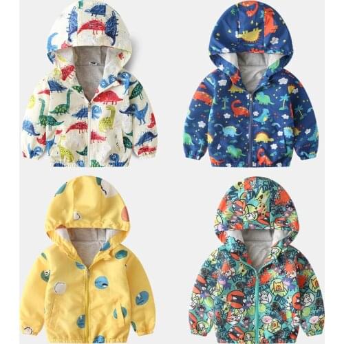 Kids Clothes Boys Jackets Children Hooded Zipper Windbreaker Baby Fashion Autumn Print Coat Infant Waterproof Hoodies For Girls