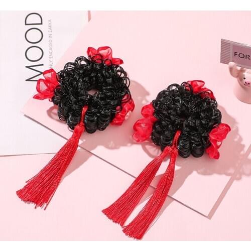 Childrens wig fringed balls hair circle hair ornament girl baby headdress hair clip diademas para el pelo mujer