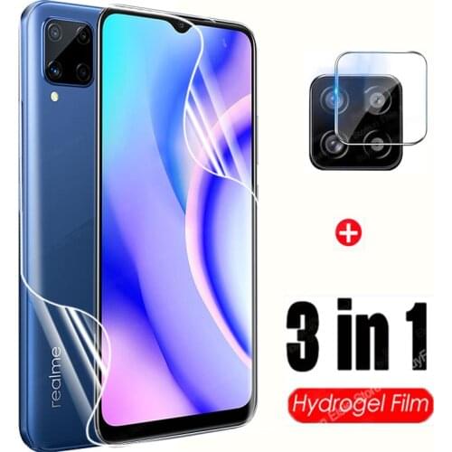 3 in 1 Hydrogel Film On For Oppo Realme C15 Screen Protector Cover For Realme C 15 RMX2180 RMX2195 Protective Film Not Glass