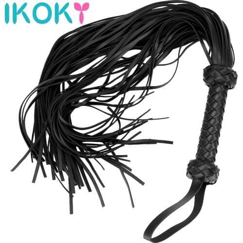 IKOKY Flirting Flogger Spanking Paddle PU Leather Whip Adult Game Sexy Cosplay Sex Toys for Women