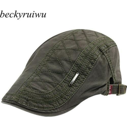 Male Spring Summer Outdoors Pure Cotton Peaked Cap Men Casual Flat Beret Hats Women Solid Newsboy Caps