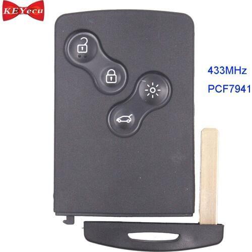 KEYECU 3pcs for Renault Megane III 2009 2010 2011 2012 2013 2014 Remote Control Car Key Fob 4 Button 433Mhz PCF7941 Chip