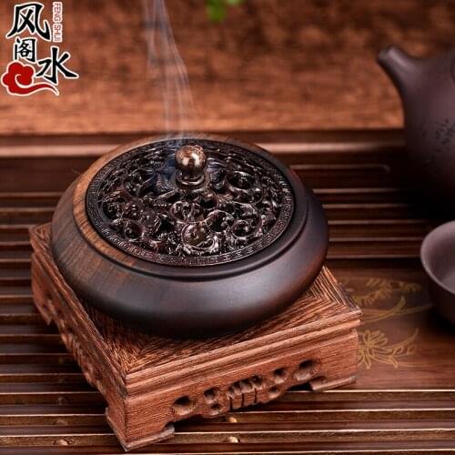 Chinese Wooden Incense Burner Living Room Zen Vaporizer Smoke Fountain Indoor Incense Burner Bruleur Bougie Home Decor DB60XX