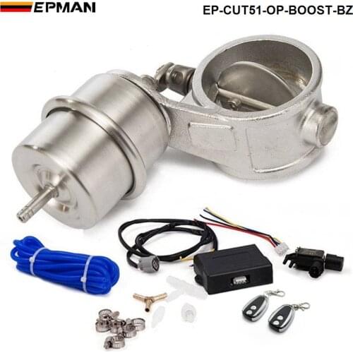 Exhaust Control Valve Set Cutout 2" 51mm Pipe Opend With Boost Actuator with Wireless Remote Controller Set EP-CUT51-OP-BOOST-BZ
