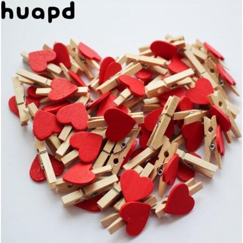 Red heart-shaped clip wooden DIY peach heart small wooden clip clothespin home decoration book clip background wall decoration