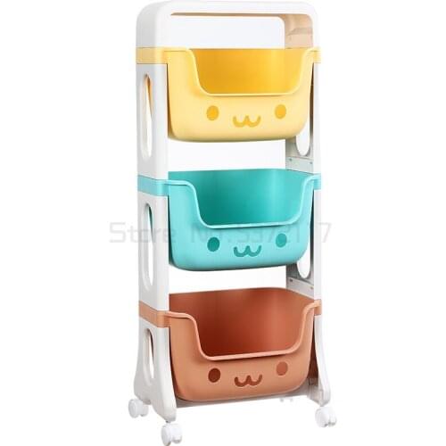Creative pulley toy storage rack floor multi-storey bedroom shelf household kitchen sundries sorting rack shelf organizer