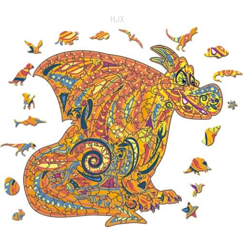 Cool Stuff Dragon Jigsaw Puzzle Wooden Wood Toys Animal Puzzles Toy for Kids Boy Girl Children Adult Stress Relief Birthday Gift
